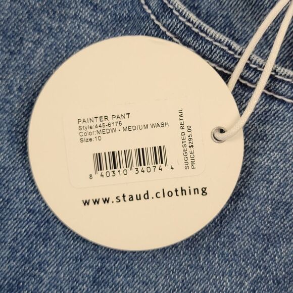 Staud Blue Denim Wide Leg Flare Jeans Women's Size 10 NWT Msrp $295 Painter Pant - Picture 5 of 14
